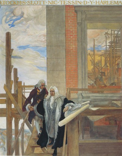 One of the National Museum Frescoes Showing the Castle Building by Carl Larsson